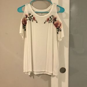 Open Shoulder Floral Patch Top